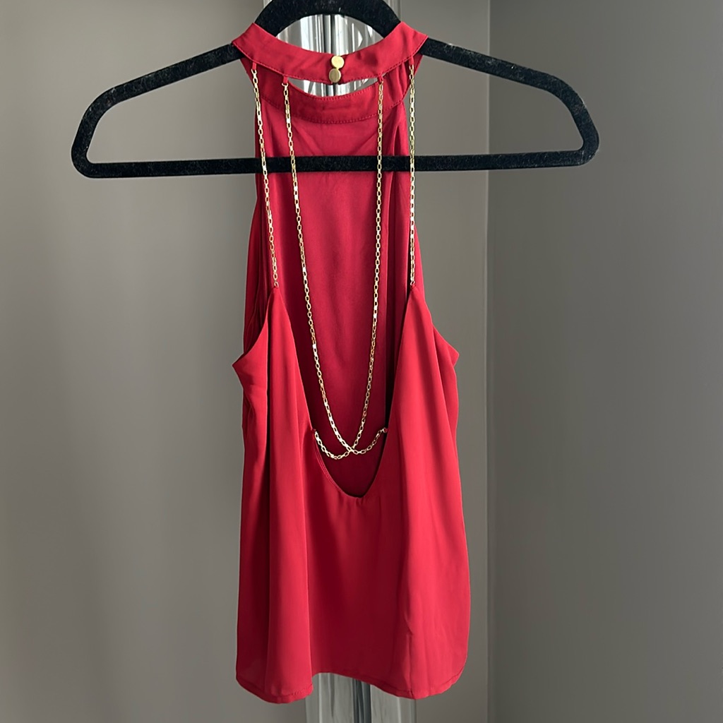 Express Red Chain Back Halter Top - Xs